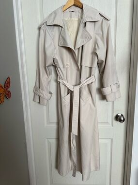 Light Cream Long Trench Coat with Belt